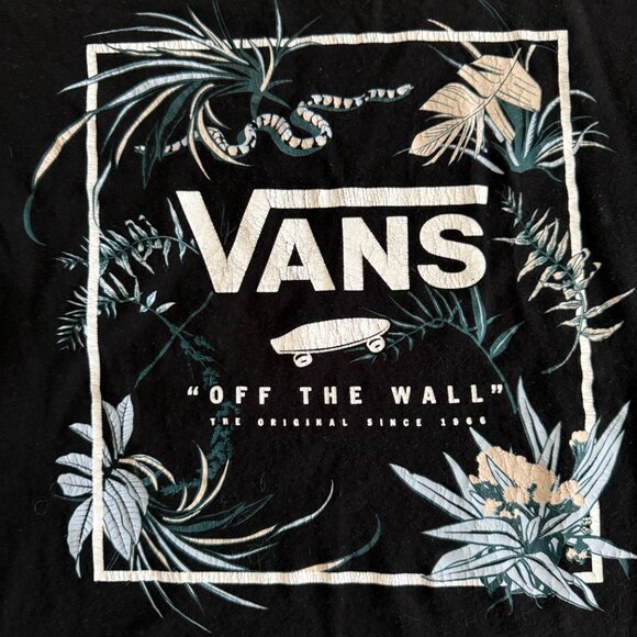 Vans Men's Large Short Sleeve Black Tropical Print T-Shirt - Picture 4 of 5